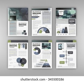 Abstract vector backgrounds and Infographic brochure elements for business and finance visualization. Set of infographic templates for flyer, presentation, booklet, print, website