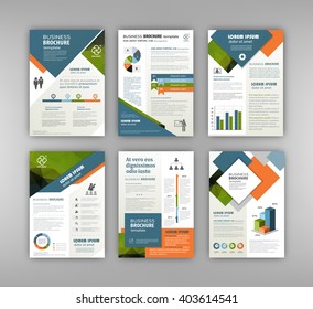 Abstrakte Vektorhintergründe und Infografik-Broschüren für die Visualisierung von Unternehmen und Finanzen. Reihe von Infografiken für Flyer, Präsentation, Broschüre, Druck, Website