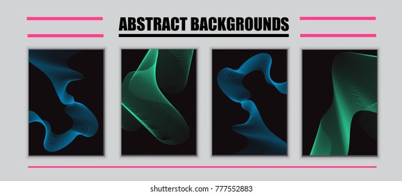 Abstract vector backgrounds with modern geometric composition in postmodernism style, A4 size. Template for poster, business card,  mockup, education, presentation, report cover booklet, mockup.