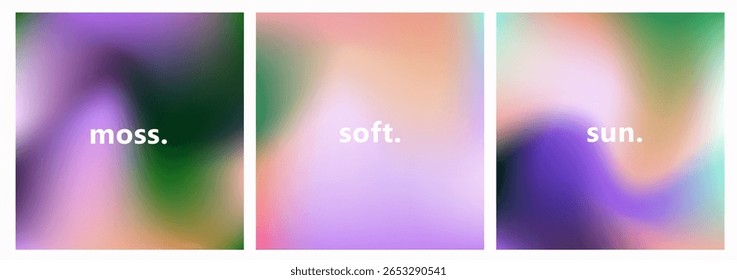 Fundo vetorial abstrato em estilo gradiente moderno com desfoques suaves de cores verde, azul-petróleo, rosa e creme. Calmo, olhar minimalista e atmosférico que traz pensamentos da natureza e tranquilidade.