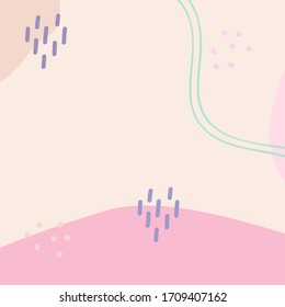 Abstract vector backgrounds on a colored background handmade. Different shapes and doodle objects, modern trendy vector illustration in light pastel colors.