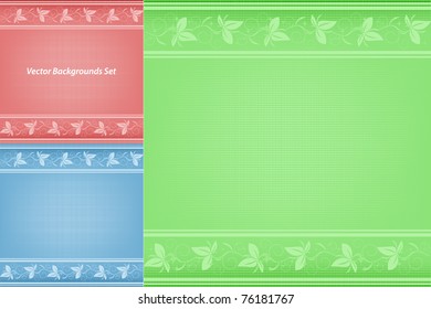 abstract vector backgrounds set with texture and flowers