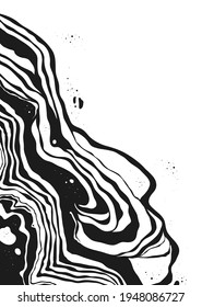 Abstract Vector Backgroung Jupiter Surface. Hand Drawn Marbel Pattern. Fashion Illustration Black and White Liquid Paint Ink