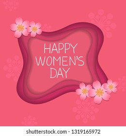 abstract vector backgrount with cut layers effect, abstract cherry flowers and space for your text