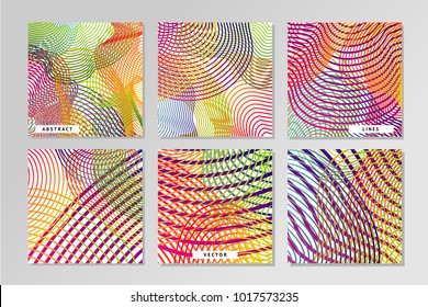 Abstract vector backrounds set with guilloche mash pattern. Smouth lines.