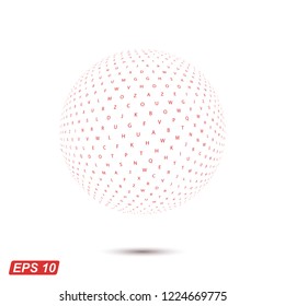 Abstract vector ball. Vector background. Alphabet dotted sphere