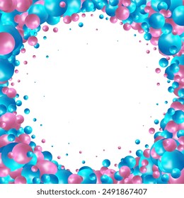 Abstract vector balls. Frame. Layout, template, banner, cover. Background with pink balloons.