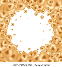 Abstract vector balls. Layout, template, banner, cover. Background with gold balloons.
