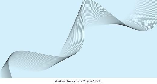 Abstract vector banner with black wavy lines and white background