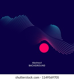 Abstract vector banner with circle and waves of dots. Illustration of elements for a dynamic design