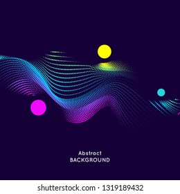 Abstract vector banner with circle and waves of dots. Illustration of elements for a dynamic design