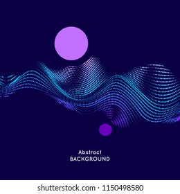 Abstract vector banner with circles and waves of dots. Illustration of elements for a dynamic design