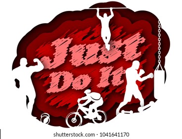 Abstract vector banner design, greeting card. Isolated illustration cuts out the concept just do it in paper-style A4 format