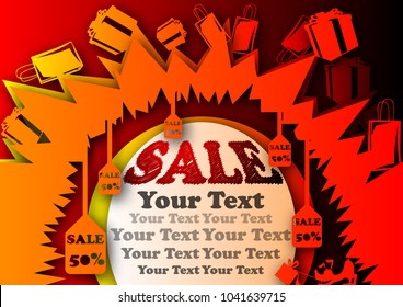 Abstract vector banner design, banner. Isolated illustration cuts out the concept sale in paper-style A4 format.