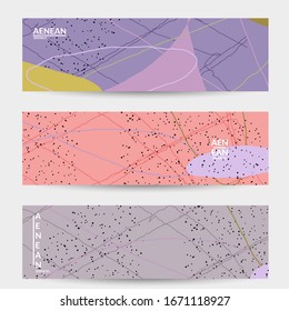 Diseño abstracto de banner vectorial con formas onduladas en colores naturales. Mano texturada con rayas y garabatos. Arte contemporáneo moderno. Plantilla de encabezado web para evento de promoción de venta.