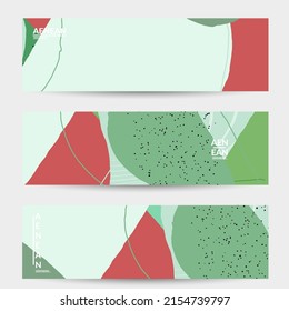 Abstract vector banner design with wavy motley shapes in natural colors. Hand textured with stripes and scribbles. Modern contemporary art. Web header template for sale promotion event.