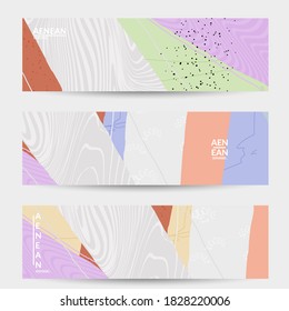 Pancarta de vector abstracto. Formas y líneas onduladas exóticas a rayas que se superponen. Un diseño moderno y sofisticado. Obra artística de motley natural. Hand dibujó el fondo texturizado para un post de moda en medios sociales.