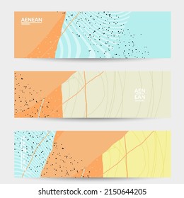 Abstract vector banner. Exotic striped overlapping wavy shapes and lines. Hipster contemporary design. Natural motley artwork. Hand drawn textured background for social media fashion post.