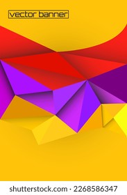 Banner vector abstracto, fondo geométrico colorido con polígonos triangulares
