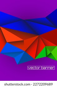 Abstract vector banner, geometric colorful background with triangular polygons