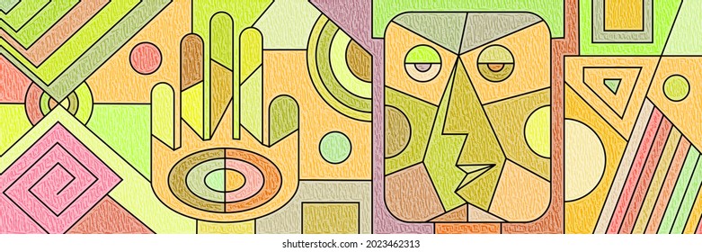 Abstract vector banner, geometric stylization of a person