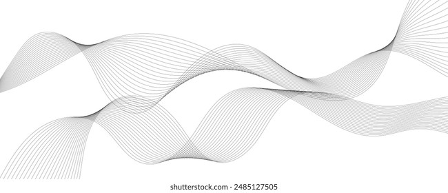 Abstract vector banner with grey wavy lines
