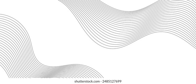 Abstract vector banner with grey wavy lines
