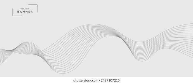 Abstract vector banner with grey wavy lines
