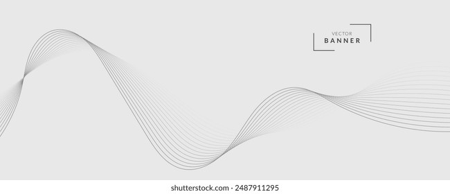 Abstract vector banner with grey wavy lines

