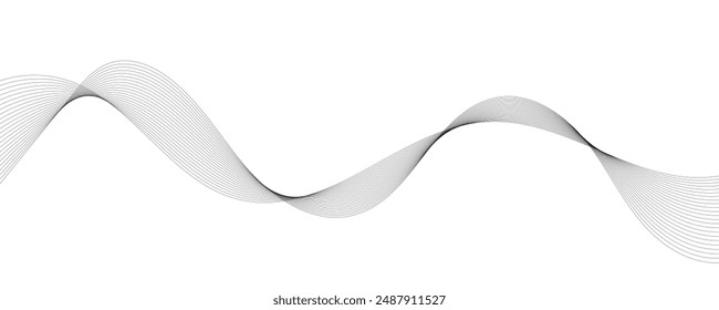 Abstract vector banner with grey wavy lines
