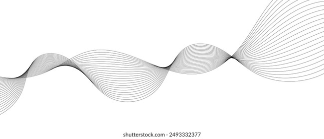 Abstract vector banner with grey wavy lines
