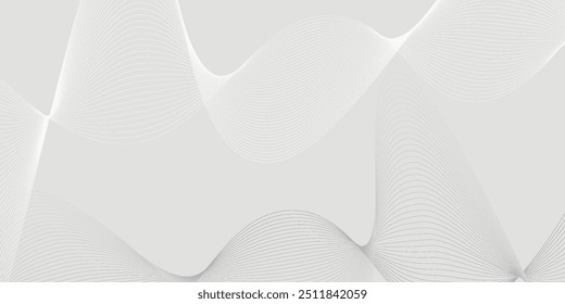 Abstract vector banner with grey wavy lines