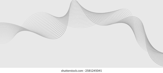 Abstract vector banner with grey wavy lines