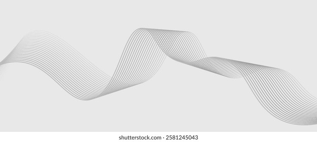 Abstract vector banner with grey wavy lines