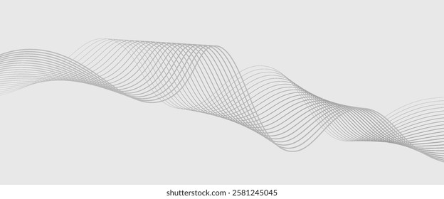 Abstract vector banner with grey wavy lines