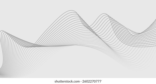 Abstract vector banner with grey wavy lines modern background