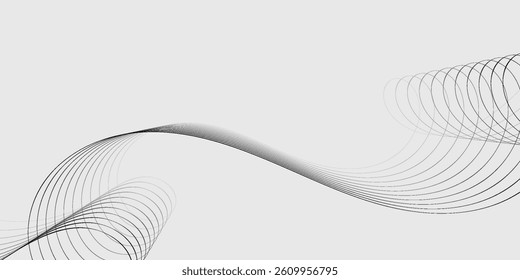 Abstract vector banner with grey wavy lines
