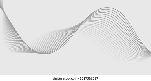 Abstract vector banner with grey wavy lines
