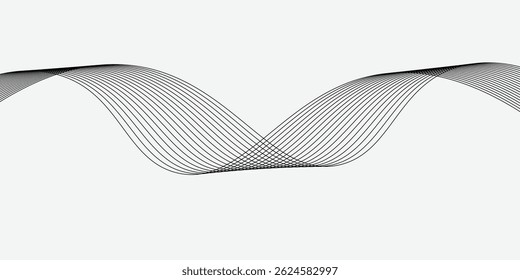 Abstract vector banner with grey wavy lines
