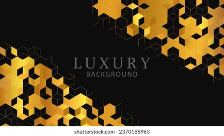Abstract vector banner. Luxury design. Geometric pattern. Golden metal texture