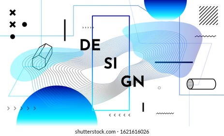 Abstract vector banner. Minimalist color flat design. Dynamic frame stylish geometric background. Element for design gift cards, invitations, gift cards, flyers, brochures, website. Memphis pattern