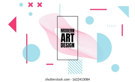 Abstract vector banner. Minimalist color flat design. Dynamic frame stylish geometric background. Element for design gift cards, invitations, gift cards, flyers, brochures, website. Memphis pattern
