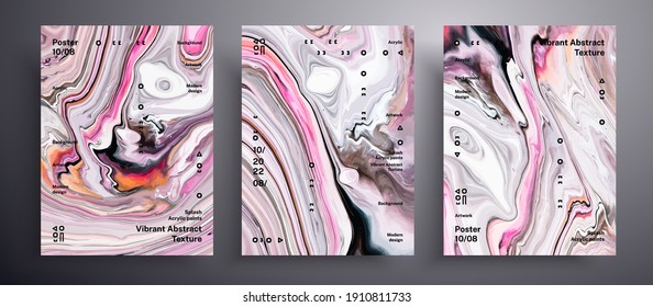 Abstrakter Vektorbanner, Packung von modernen Design-Fluid-Kunst-Cover. Schöner Hintergrund, der für Design-Cover, Einladung, Flyer usw. geeignet ist. Rosa, grau und weiß kreative Kunstwerke.