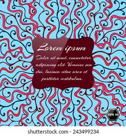 Abstract vector banner with place for text message. Simple floral design with curved lines and swirls. Colorful backdrop with waves, plants and empty space. Original greeting card or ad banner design