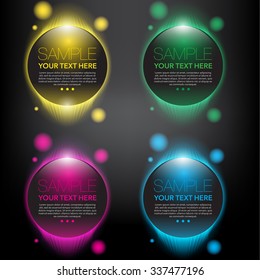 Abstract vector banner set of 4. Glass banners. isolated on the black panel. Vector illustration. Eps10.