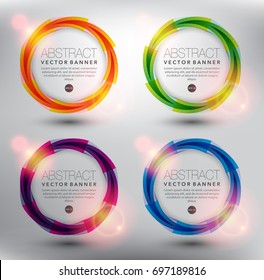 Abstract vector banner set of 4. Isolated with realistic light and shadow on the light panel. Each item contains space for own text. Vector illustration. Eps10.
