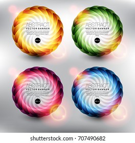 Abstract vector banner set of 4. Abstract floral banners. Isolated with realistic light and shadow on the light panel. Each item contains space for own text. Vector illustration. Eps10.