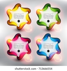 Abstract vector banner set of 4. Isolated with realistic light and shadow on the light panel. Each item contains space for own text. Vector illustration. Eps10.