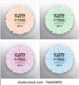 Abstract vector banner set of 4. Colorful fluffy vector spheres. Isolated with realistic light and shadow on the light panel. Each item contains space for own text. Vector illustration. Eps10.