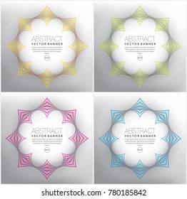 Abstract vector banner set of 4. Colorful abstract star banners. Isolated on the white panel. Each item contains space for own text. Vector illustration. Eps 10.